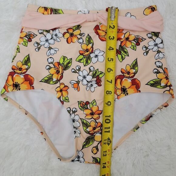 Retro Floral Halter High Waist Bikini Set Two Piece Bathing Suit Size M (6) - Picture 9 of 11